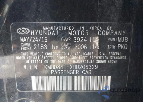 2017 Hyundai Elantra Se из США, поврежденный, VIN KMHD84LFXHU206329